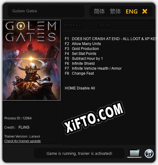 Трейнер для Golem Gates [v1.0.9]