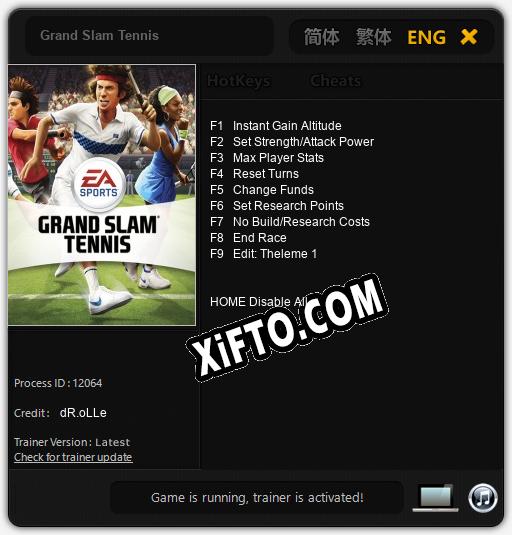 Grand Slam Tennis: ТРЕЙНЕР И ЧИТЫ (V1.0.26)