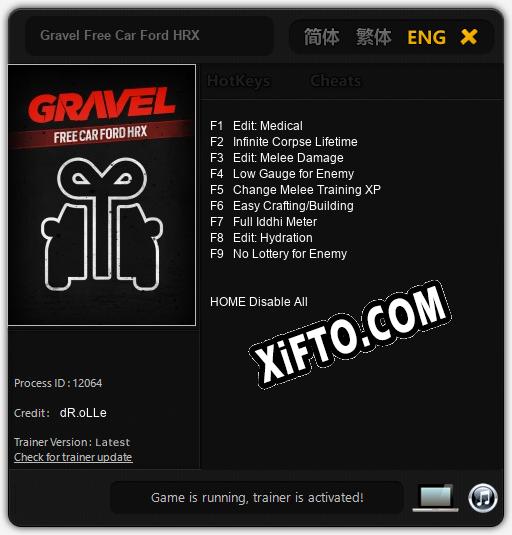 Gravel Free Car Ford HRX: ТРЕЙНЕР И ЧИТЫ (V1.0.29)