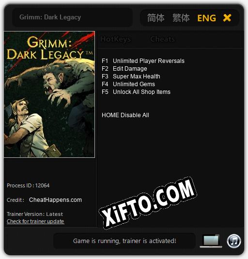 Трейнер для Grimm: Dark Legacy [v1.0.6]