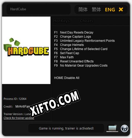 HardCube: Трейнер +9 [v1.3]