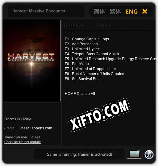Трейнер для Harvest: Massive Encounter [v1.0.3]