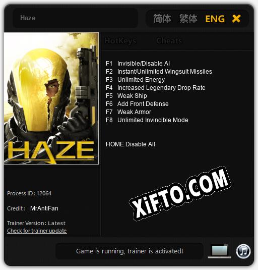 Haze: ТРЕЙНЕР И ЧИТЫ (V1.0.6)