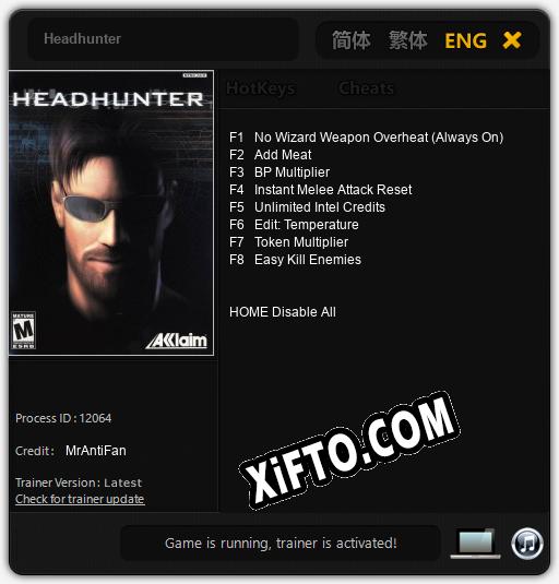 Headhunter: Читы, Трейнер +8 [MrAntiFan]