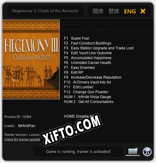 Hegemony 3: Clash of the Ancients: Читы, Трейнер +14 [MrAntiFan]