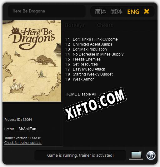 Трейнер для Here Be Dragons [v1.0.4]