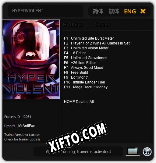 HYPERVIOLENT: Трейнер +11 [v1.2]