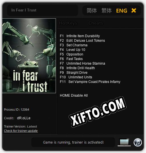 In Fear I Trust: Трейнер +11 [v1.4]