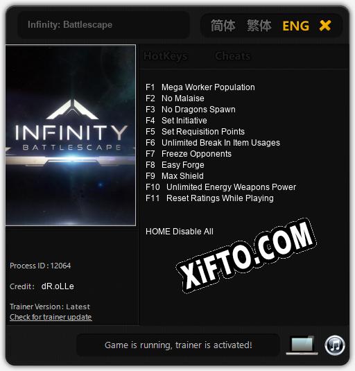 Infinity: Battlescape: Читы, Трейнер +11 [dR.oLLe]