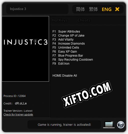Трейнер для Injustice 3 [v1.0.8]