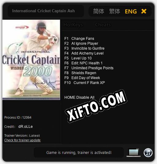 International Cricket Captain Ashes Edition 2006: Читы, Трейнер +10 [dR.oLLe]