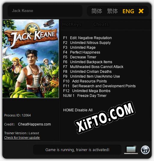 Jack Keane: Читы, Трейнер +13 [CheatHappens.com]