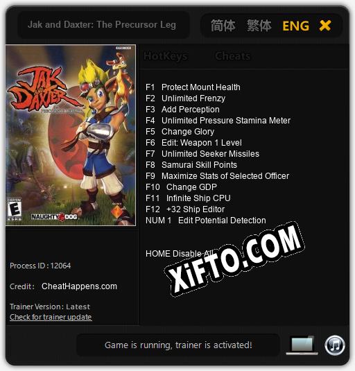 Jak and Daxter: The Precursor Legacy: ТРЕЙНЕР И ЧИТЫ (V1.0.20)