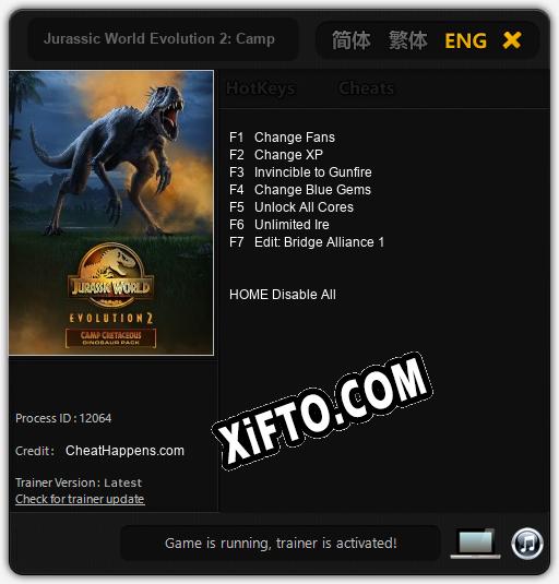 Трейнер для Jurassic World Evolution 2: Camp Cretaceous [v1.0.1]