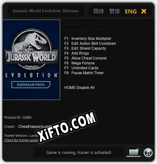 Трейнер для Jurassic World Evolution: Dinosaur Pack [v1.0.1]