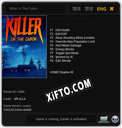 Killer in The Cabin: ТРЕЙНЕР И ЧИТЫ (V1.0.36)