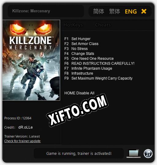 Killzone: Mercenary: Читы, Трейнер +9 [dR.oLLe]