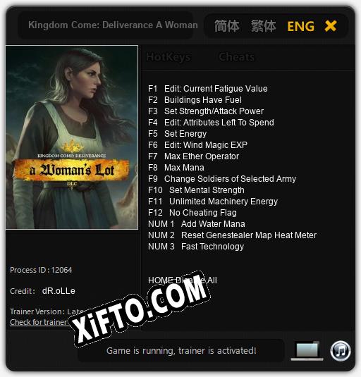 Kingdom Come: Deliverance A Womans Lot: Трейнер +15 [v1.6]