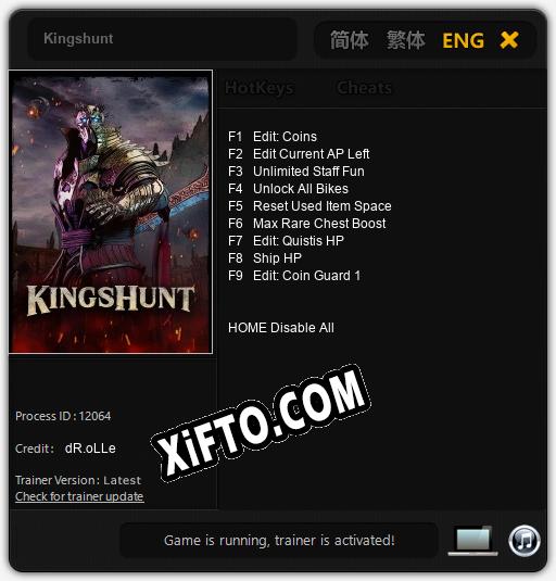 Kingshunt: ТРЕЙНЕР И ЧИТЫ (V1.0.30)