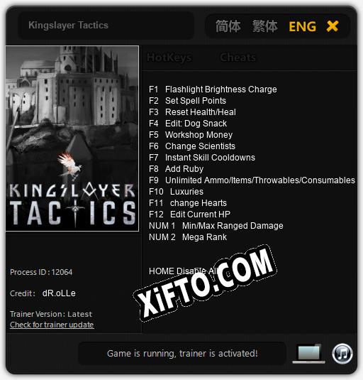 Kingslayer Tactics: Трейнер +14 [v1.1]