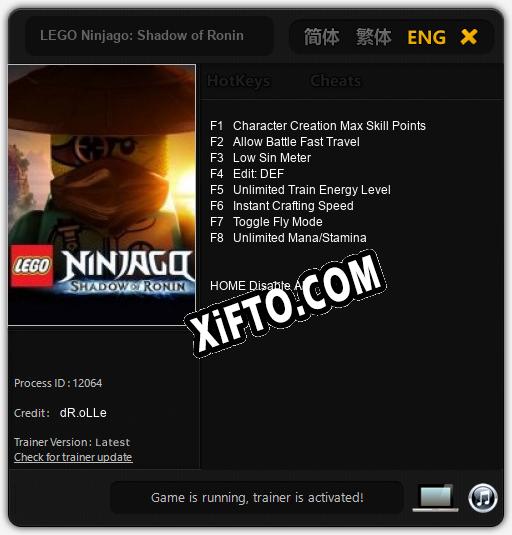 LEGO Ninjago: Shadow of Ronin: ТРЕЙНЕР И ЧИТЫ (V1.0.90)