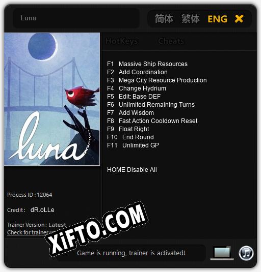 Luna: ТРЕЙНЕР И ЧИТЫ (V1.0.70)