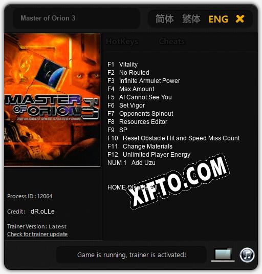 Трейнер для Master of Orion 3 [v1.0.8]