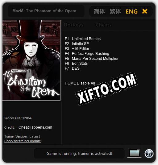 MazM: The Phantom of the Opera: Трейнер +7 [v1.9]