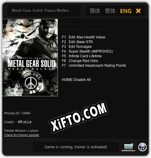 Metal Gear Solid: Peace Walker: Трейнер +7 [v1.4]