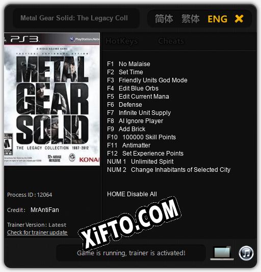 Трейнер для Metal Gear Solid: The Legacy Collection [v1.0.2]