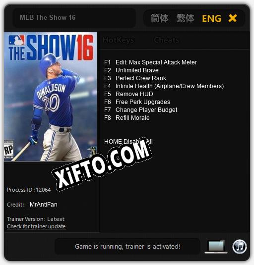 MLB The Show 16: Трейнер +8 [v1.9]