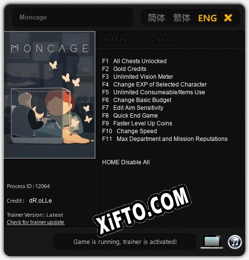 Трейнер для Moncage [v1.0.8]