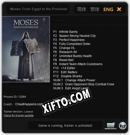Трейнер для Moses: From Egypt to the Promised Land [v1.0.2]
