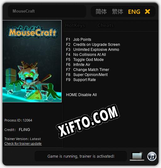 MouseCraft: Трейнер +9 [v1.8]