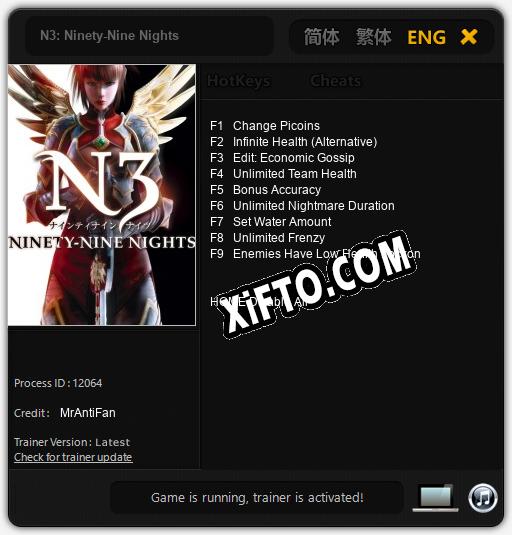 Трейнер для N3: Ninety-Nine Nights [v1.0.4]