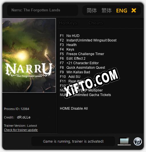 Трейнер для Narru: The Forgotten Lands [v1.0.5]