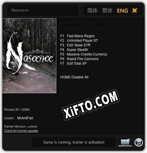 Nascence: ТРЕЙНЕР И ЧИТЫ (V1.0.21)