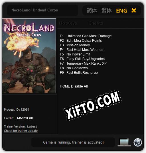 Трейнер для NecroLand: Undead Corps [v1.0.2]