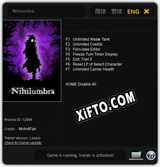 Nihilumbra: Трейнер +7 [v1.9]