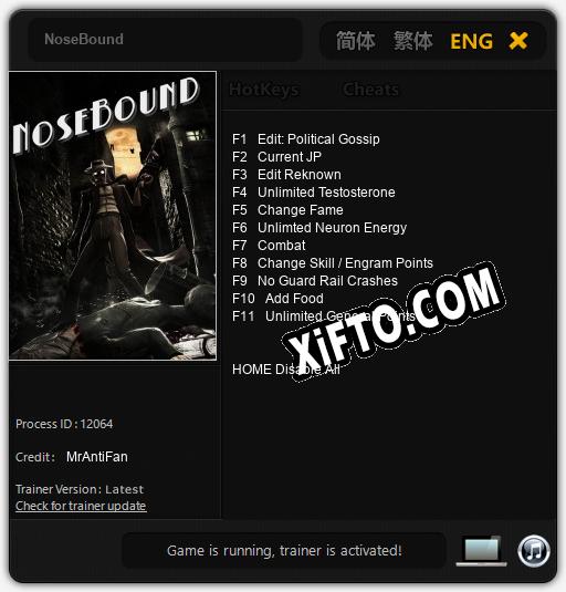 NoseBound: Трейнер +11 [v1.2]