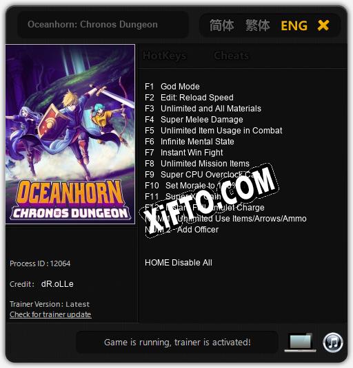 Трейнер для Oceanhorn: Chronos Dungeon [v1.0.8]