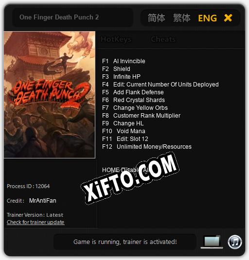 Трейнер для One Finger Death Punch 2 [v1.0.4]