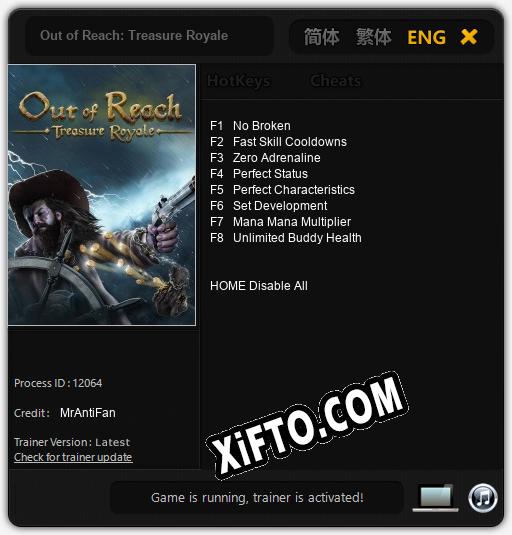 Out of Reach: Treasure Royale: Трейнер +8 [v1.8]