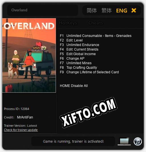 Overland: Трейнер +9 [v1.5]