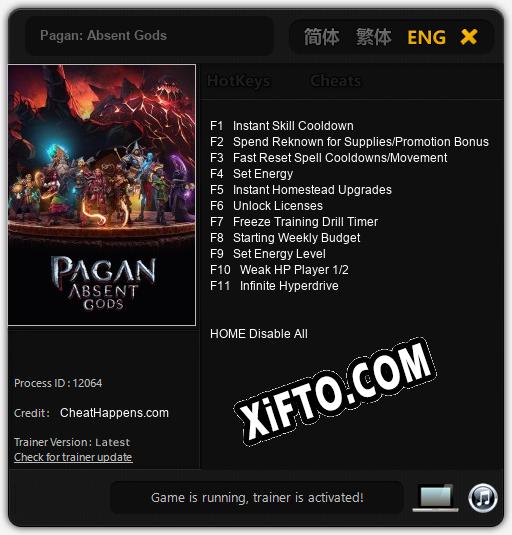 Трейнер для Pagan: Absent Gods [v1.0.8]