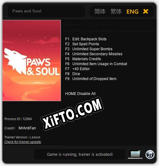 Paws and Soul: Читы, Трейнер +9 [MrAntiFan]