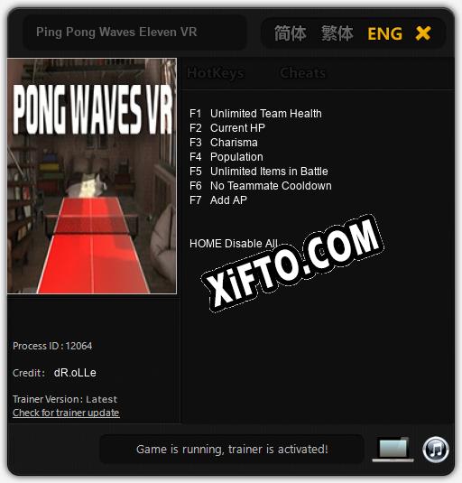 Ping Pong Waves Eleven VR: Читы, Трейнер +7 [dR.oLLe]