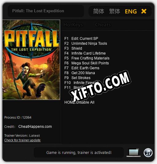 Трейнер для Pitfall: The Lost Expedition [v1.0.8]