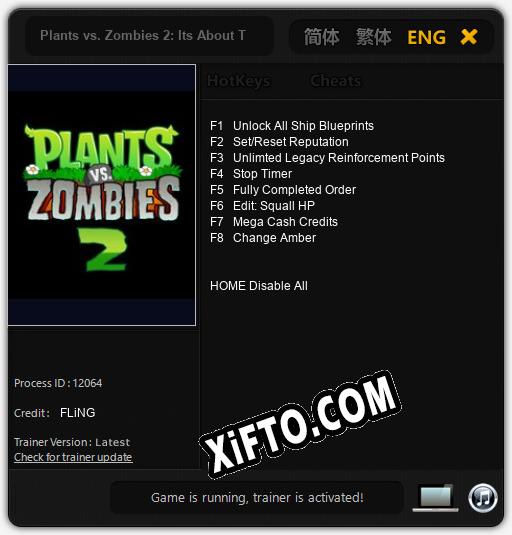 Plants vs. Zombies 2: Its About Time: Трейнер +8 [v1.6]