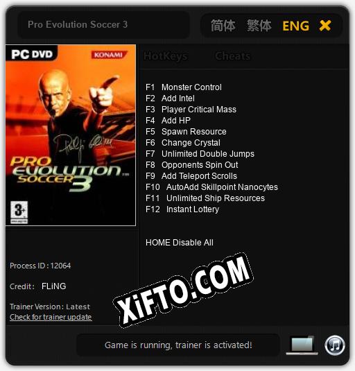 Трейнер для Pro Evolution Soccer 3 [v1.0.5]